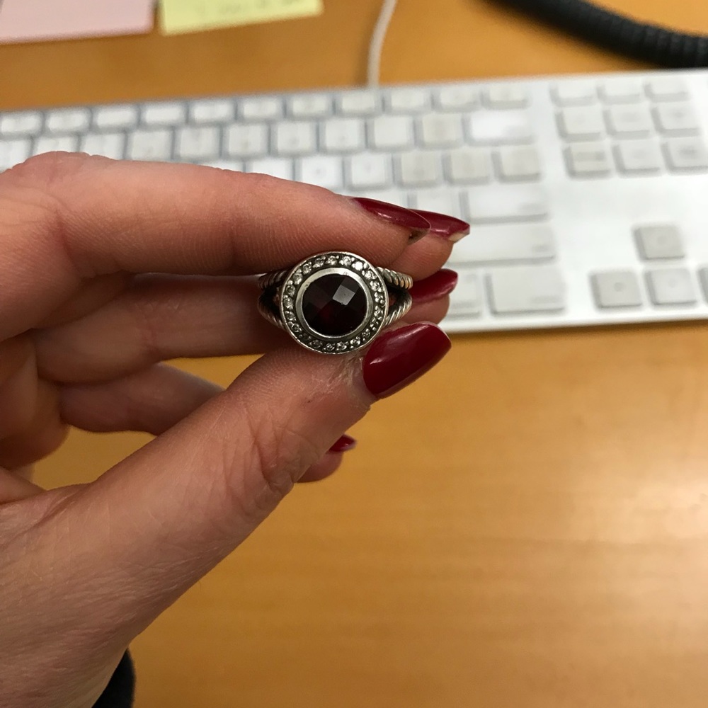 David Yurman petite albion Garnet ring w diamonds - Picture 6 of 8